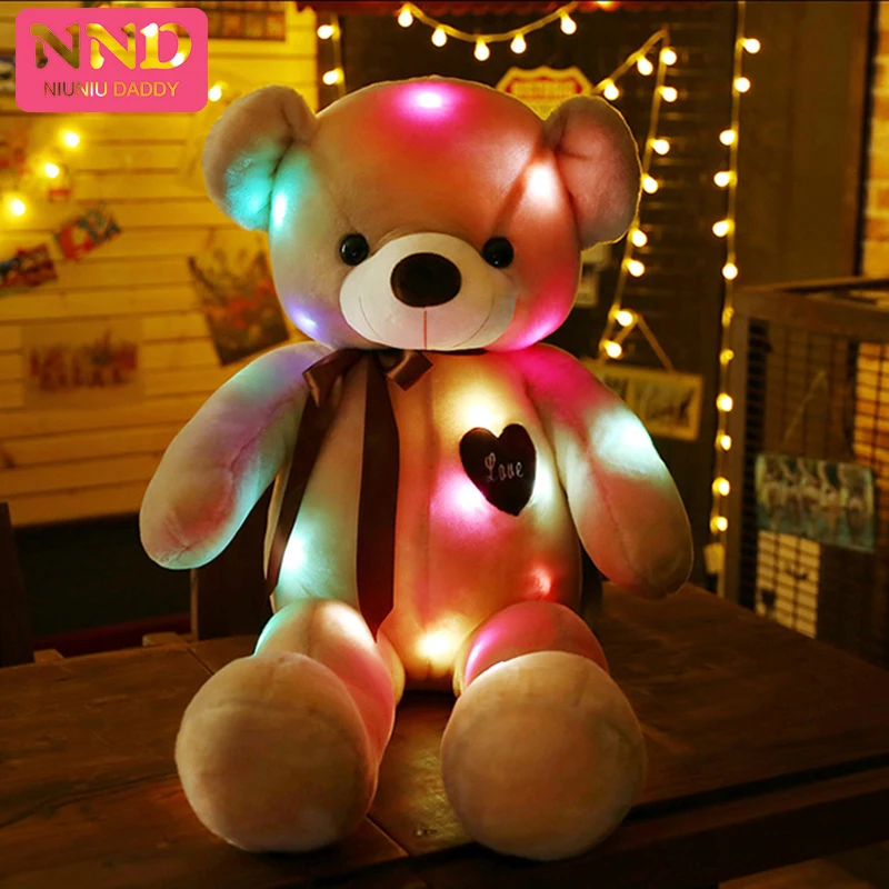 

Niuniu Daddy Luminous Creative Light Up Teddy Bear Stuffed Animal Plush Toy Colorful Glowing Teddy Bear Christmas Gift for Kids