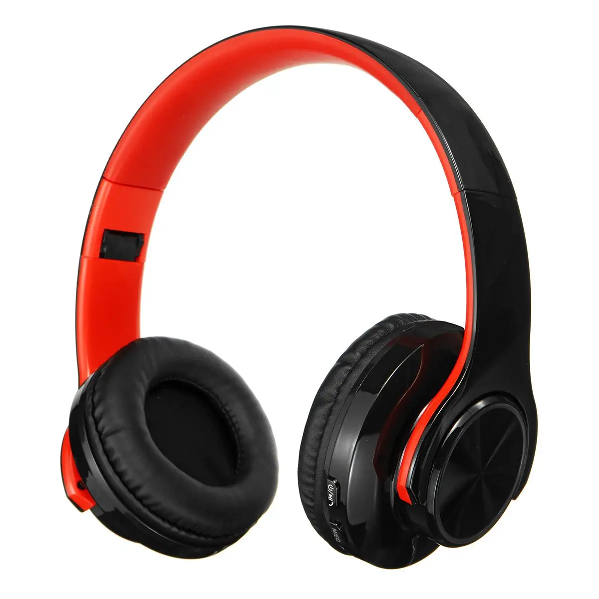 СВЕТОДИОДНЫЙ беспроводной bluetooth наушники Складная игровая гарнитура MP3 HD Стерео шумоподавление Поддержка TF карта для телефона - Цвет: Black Red