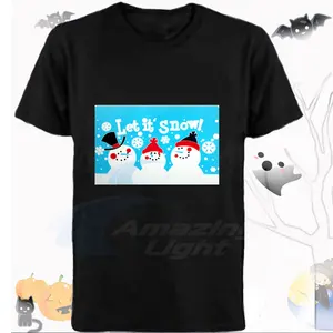 Christmas Sound Active Equalizer T Shirt Light Up And Down Music Rhythm El T-shirt With 2pcs AA Battery Inverter