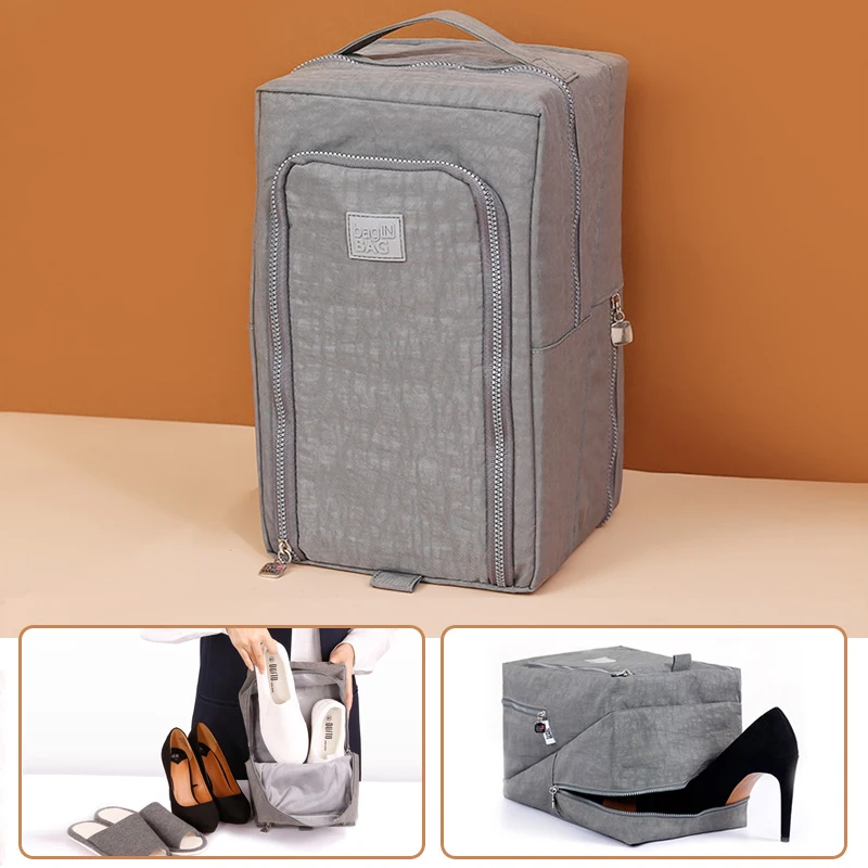 Shoes Storage Bag Portable Waterproof Nylon Shoes Pouch Zipper Large Capacity 