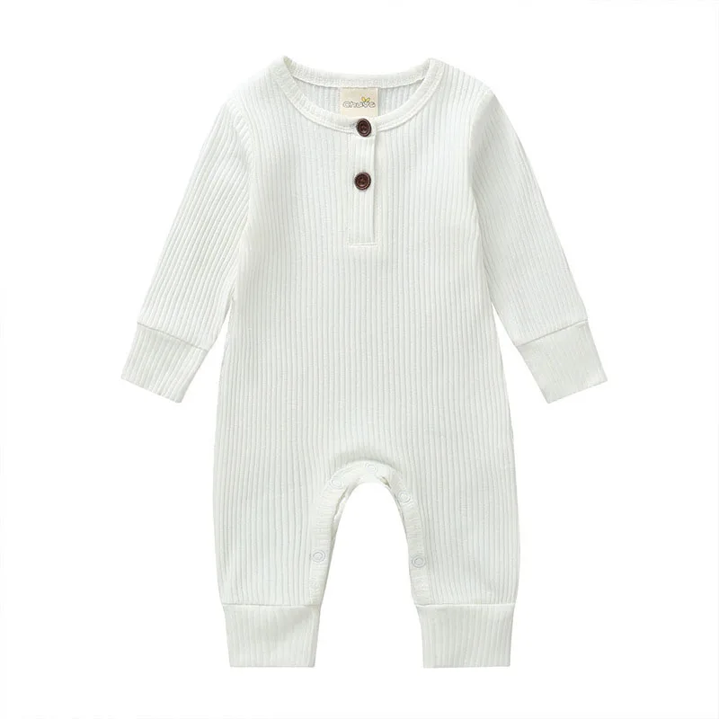Одежда для новорожденных мальчиков и девочек; Однотонный комбинезон с длинными рукавами для малышей; комбинезоны; осенняя одежда для малышей в рубчик