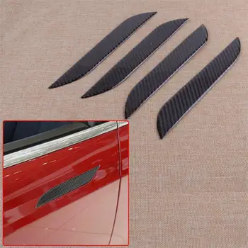 

DWCX 4Pcs Epoxy Car Carbon Fiber Black Door Handle Cover Sticker Epoxy Fit for Tesla Model S 2014 2015 2016 2017 2018