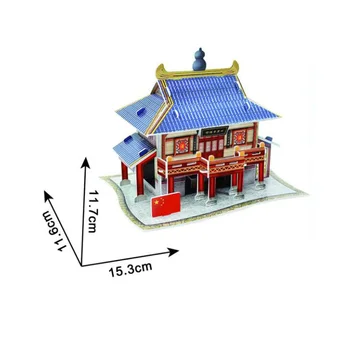 

Chinese style architecture 3D puzzle chinatown city street view Restaurant model education toys for children gifts