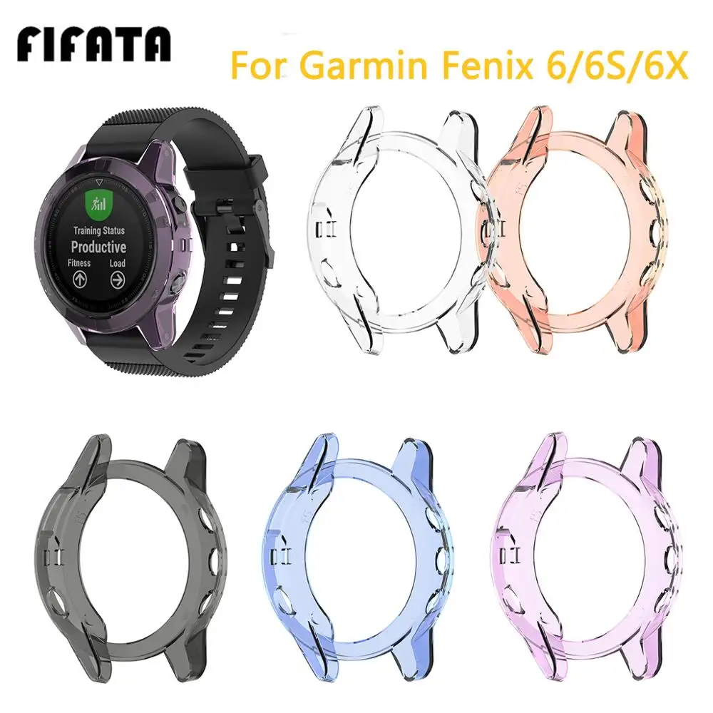 

FIFATA TPU Transparent Silicone Protective Shell For Garmin Fenix 6 / 6S / 6X Smart Watch Case Cover Replacement Accessories