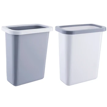 

2PCS Creative Kitchen Countertop Trash Can Cabinet Door Hanging Uncovered Household Trash Can Bedside Storage Bucket