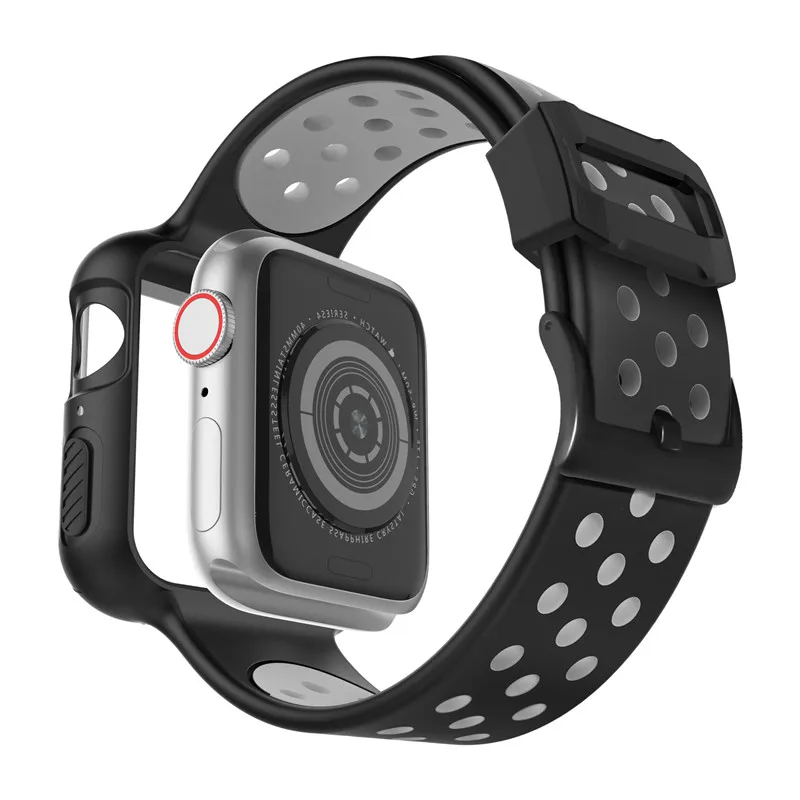 Ремешок для часов apple watch series 5 band 40 мм 44 мм спортивный силиконовый мягкий ремешок чехол комбинация для iWatch series5 браслет