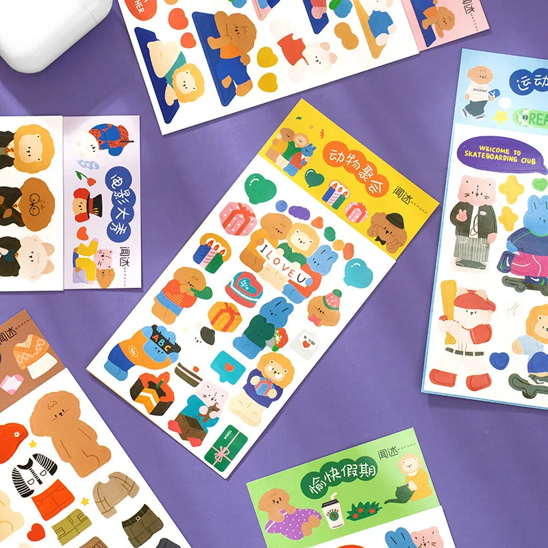 Mohamm 2 uds. Pegatinas de la sociedad Animal encantador decoración papel de álbum de recortes creativo Colegio estacionario tela suministros