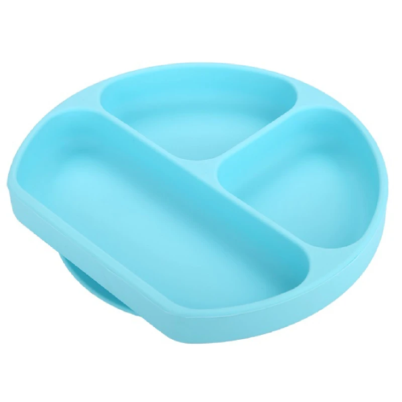 Детская креативная чашка с пластиной силиконовая Пищевая силиконовая липкая пластина сильная улыбающаяся присоска разделенная - Цвет: Type A Blue