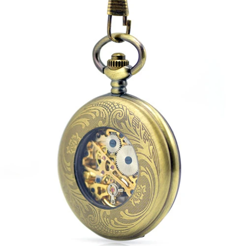 Новые бронза стимпанк раскладные карманные часы Механические карманные часы ретро скелет винтажные карманные Fob часы на ремешке с цепочкой дропшиппинг