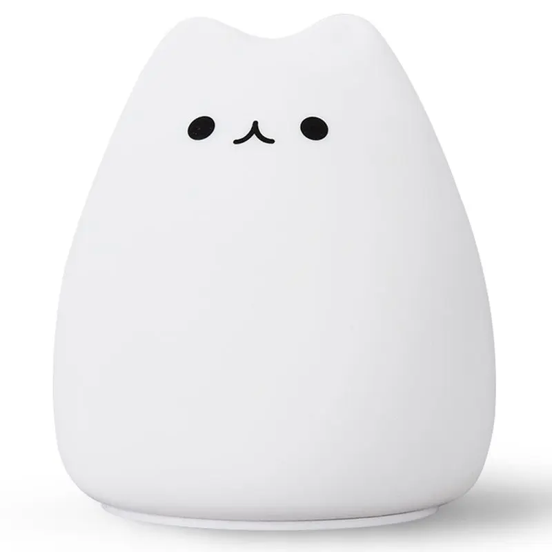 

Mini Cute Cartoon Cat Shaped Pat Light Lamp Soft Silicone Nightlight For Kids Toy Gifts Room Decor