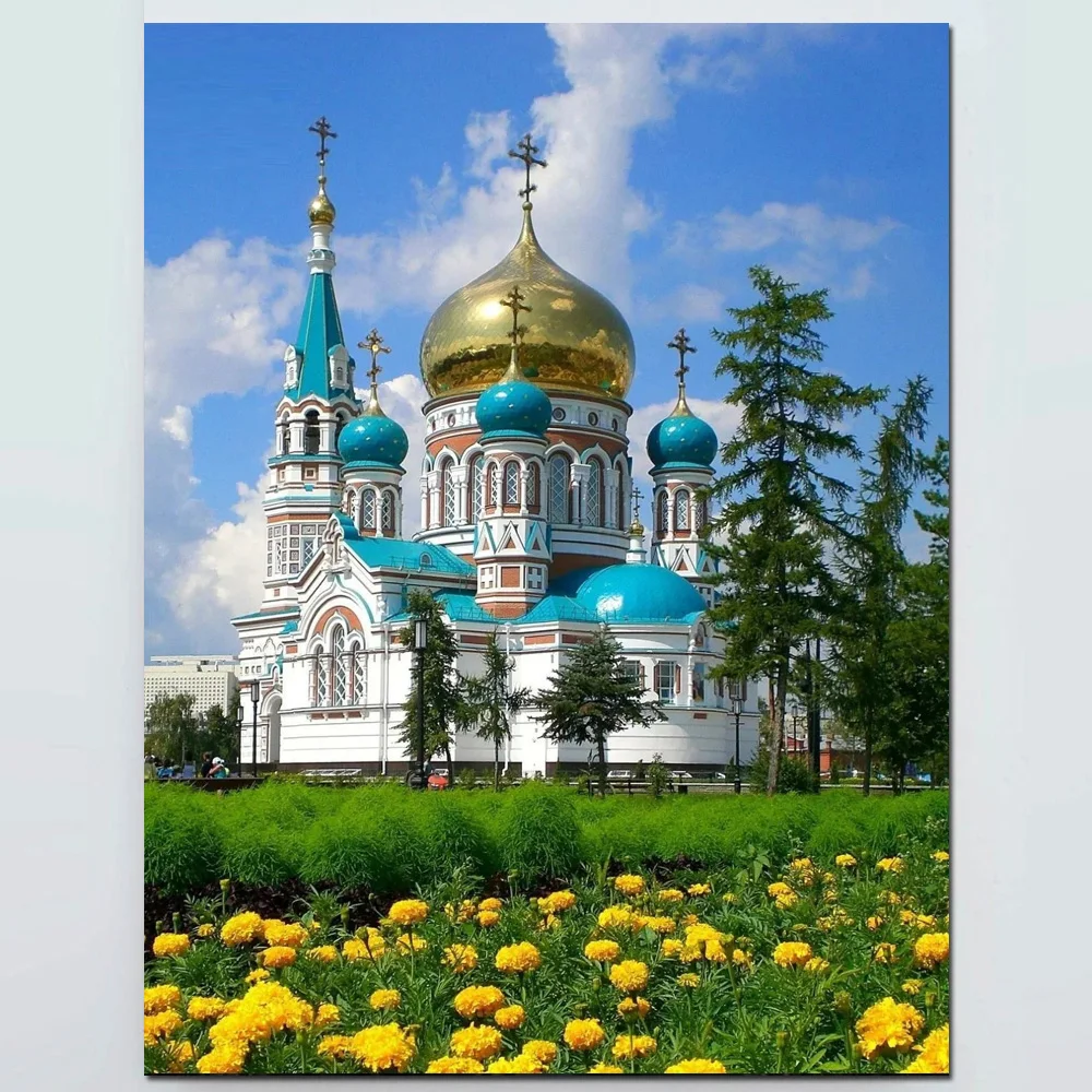 5d diy Full Square/round Diamond Painting Russia building church Embroidery Rhinestones of Pictures Mosaic diamond art | Дом и сад