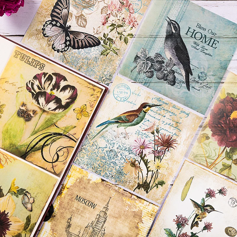 

8pcs/Pack Vintage Bird Letters Butterfly Vellum Paper Pack for Scrapbooking Happy Planner Card Making Junk Journal Project