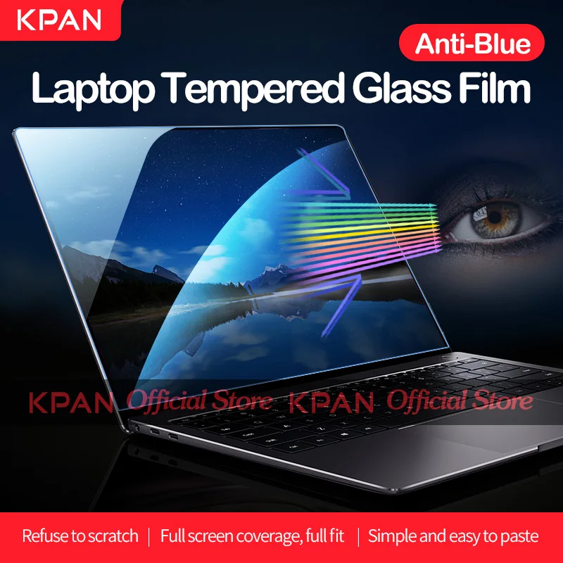 KPAN Anti-Blue Universal Laptop Tempered Glass Film 15.6 Inch Notebook Screen Protector for Acer Nitro 5 Hawei HP Dell 344*194mm