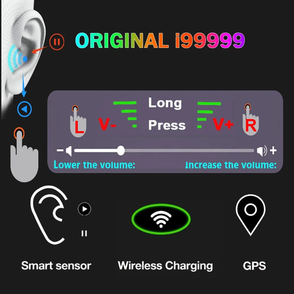 NEW Rename i99999 Plus TWS Wireless Earphone Bluetooth 5.0 Earphone Volume Control Super Bass Earbuds PK i90000 TWS i90000 Max