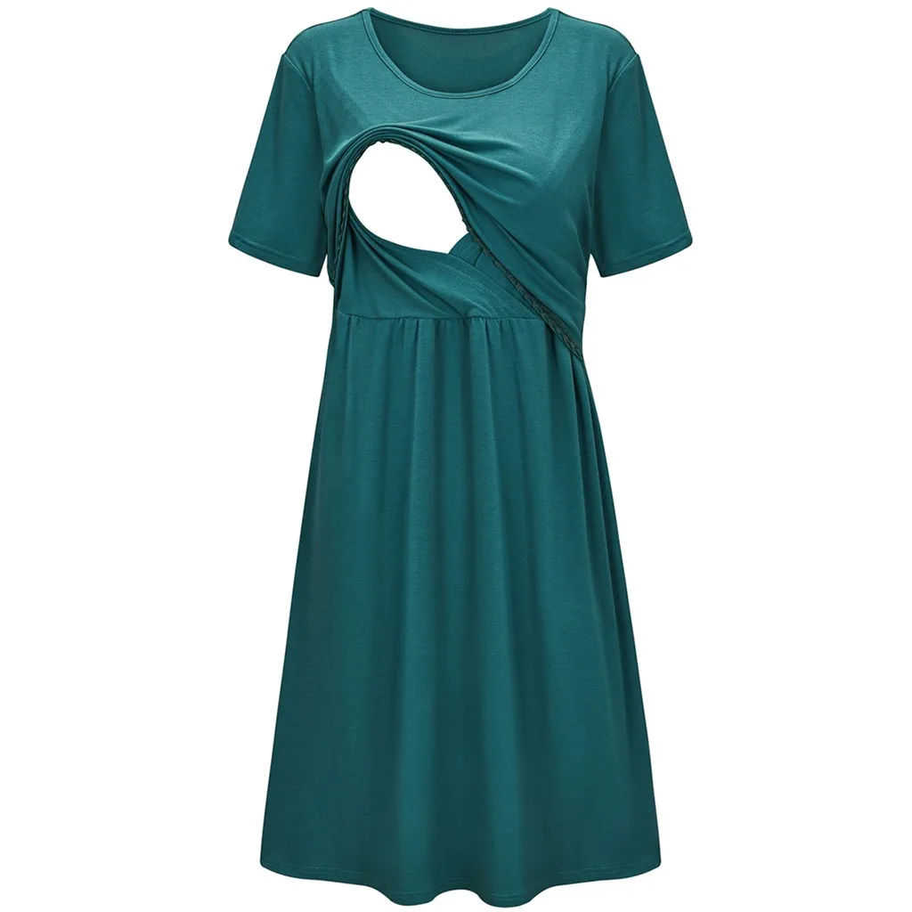 

TELOTUNY Summer New Fashion Women's Floral Short-Sleeved Dress Pregnant Women Maternity Dress Wholesale Breastfeeding Dress