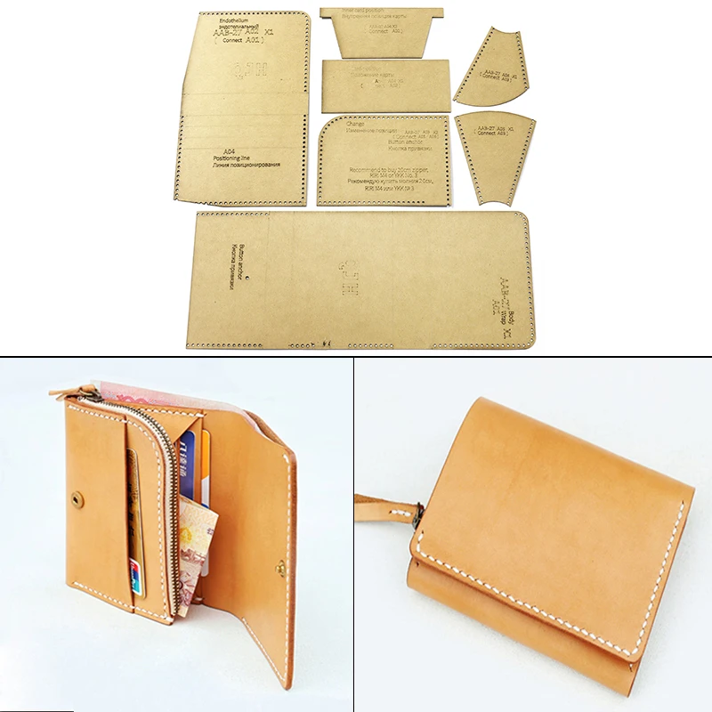 1Set DIY Kraft Paper Template New Fashion Retro Men and Women Wallet Leather Craft Pattern DIY Stencil Sewing Pattern 11cm*8.5cm leather tools leather craft tool kit leather craft tools leather craft tool sewing stencils set
