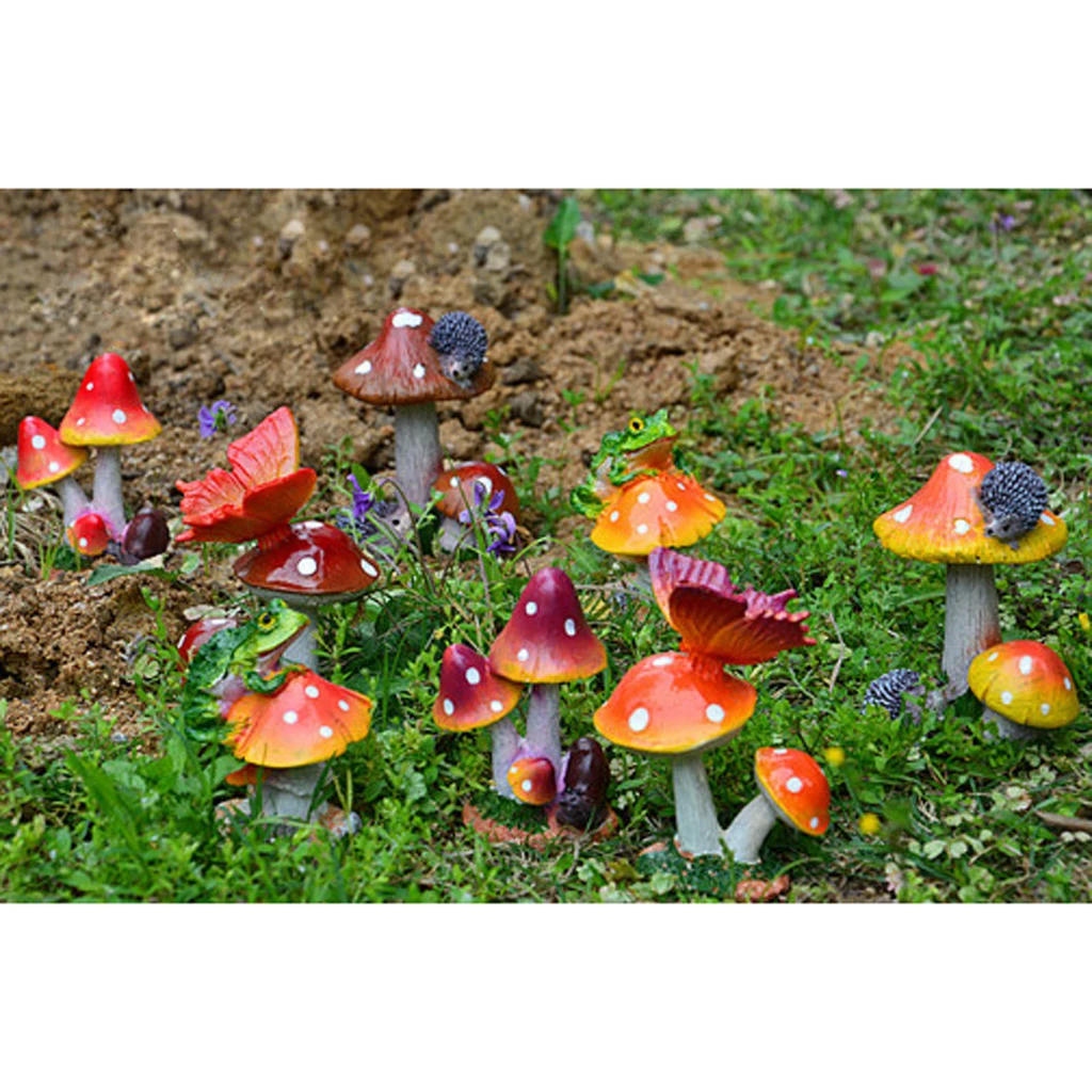 Miniature Cute Animal Mushroom Micro Landscape Terrariums Fairies Moss Garden Ornament Figurine Planter Bonsai Wedding Decor