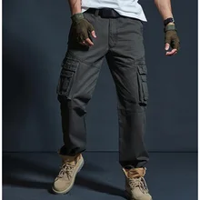 New Mens Cargo Pants Men Cotton Pants Casual Loose Comfortable Pocket Trousers Joggers Cotton Pants