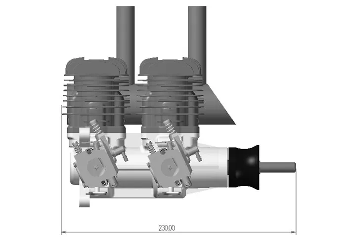 DLA64i2 64cc CNC линейный двухцилиндровый газовый двигатель для радиоуправляемый самолет вертолет