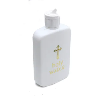 

2pcs Religious Goods Easter Holy Water Bottle 100ML Plastic Bottle Cross Holy Water Bronzing LOGO