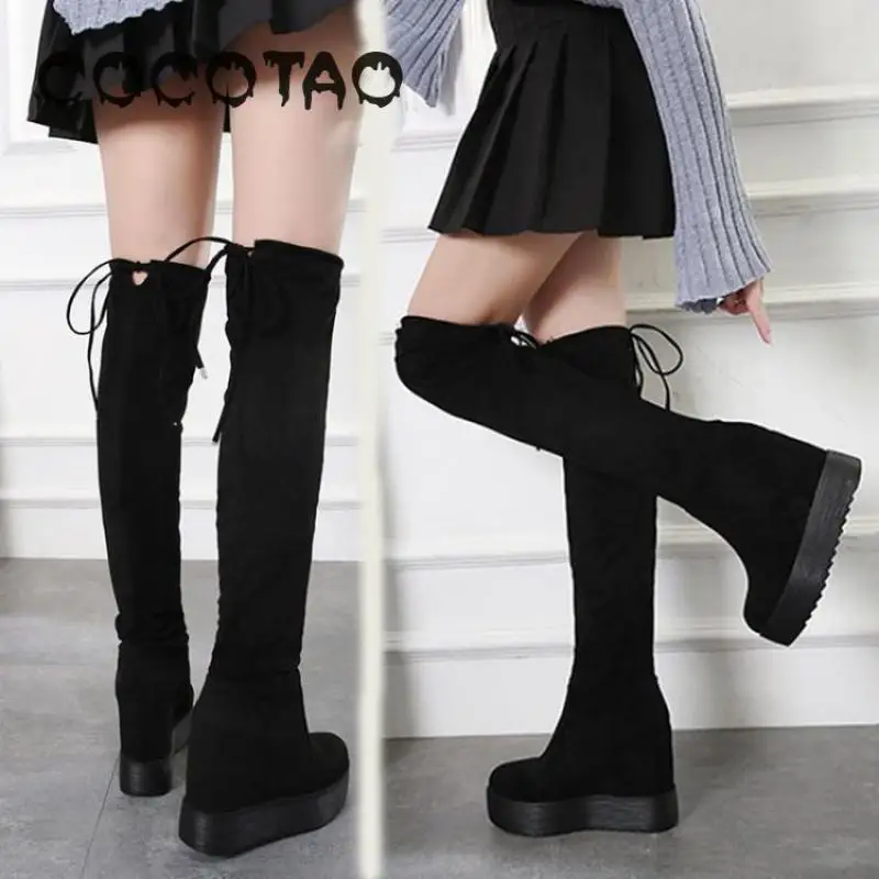 The New Boot Thin Leg Thick Bottom Increased Knee-high Boots Fashion Shoes Woman Boots Women Winter Thigh High Boots