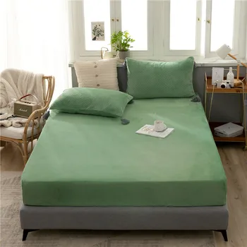 

1PC Nordic Velvet Tatami Coverlet Cover Solid Fitted Bed Sheet Winter Warm Adults Elastic Bedding Mattress Cover Protector Only