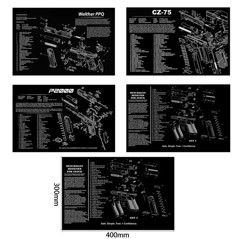 Cz 75 Gen4 Glock Gun Cleaning Rubber Mat Kits Parts Diagram And Instructions Exploded View Mat Mouse Pad Walther Ppq Hk P2000 Aliexpress Sports Entertainment