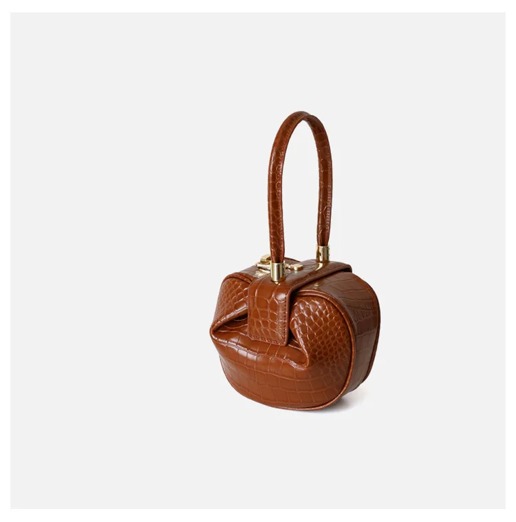 Fashion Catwalk Show Handbag Women New Ladies Genuine Leather Round Ball Hand Bag