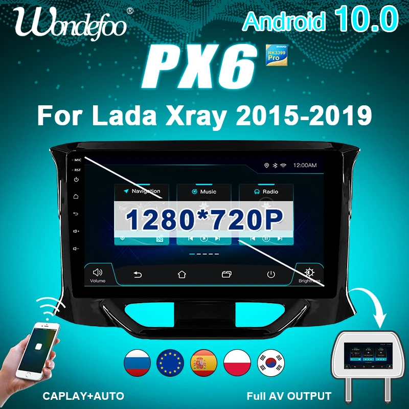 магнитола 2 din андроид Android 10 Автомагнитола радио PX6 для LADA X ray Xray 2014 2019 Стерео GPS