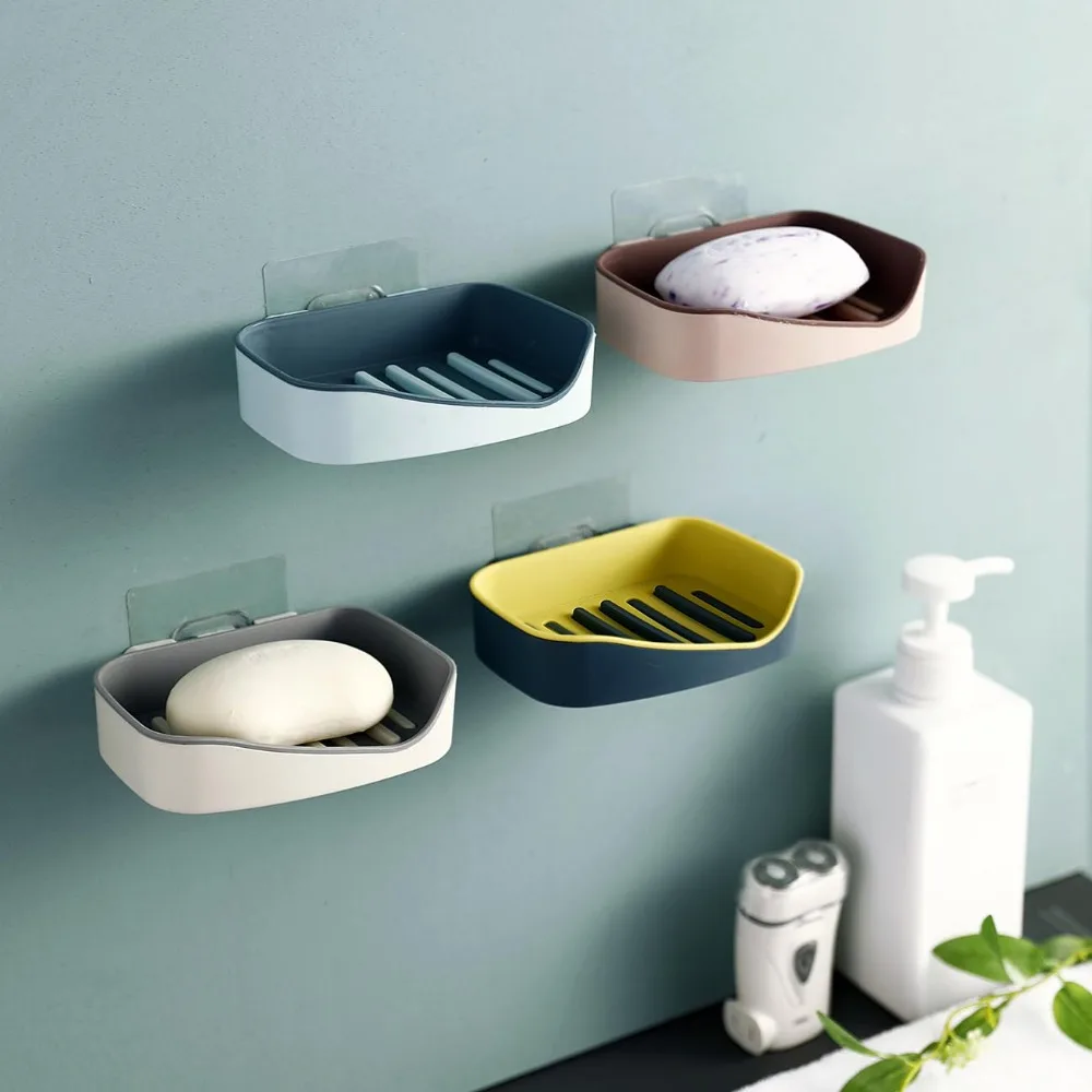 Double Layer Drain Soap Rack Wall Hanging Soap Box Bathroom Free Punch Soap Rack Travel Portable Soap Storage Box