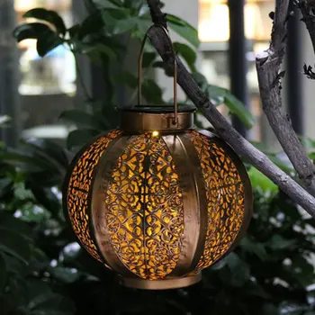 

Solar Wrought Iron Hollow Pumpkin Lamp Outdoor Garden Lamp Waterproof Decorative Chandelier