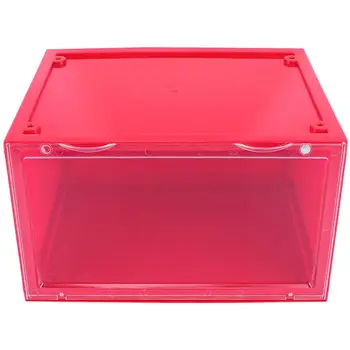 

1Pc Shoes Box Side Open Magnetic Type Shoes Organizer Dustproof Shoes Display Box (Red)