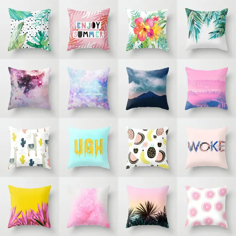 

Personality Painted Plant Starry Sky Abstract Geometry Hot Sale Net Celebrity Pillowcase Car Cushion Sofa Cushion Pillow