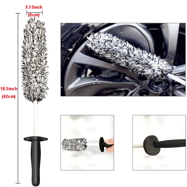 Car Rim Brush Microfiber Car Rim Cleaning Brush Detailing Car Wheel Wash Rim  Cleaner Brush Set for Cars Trucks Motorcycles - AliExpress