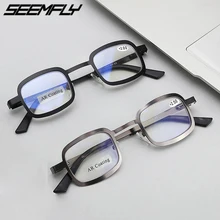 Seemfly анти голубой свет очки для чтения для женщин и мужчин металлические пресбиопические очки женские мужские очки при дальнозоркости квадратные очки