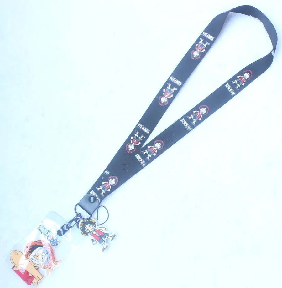 

New 10 pcs Cartoon Japanese anime one piece card with Neck Strap Lanyard Mobile Phone Charms Key Chain