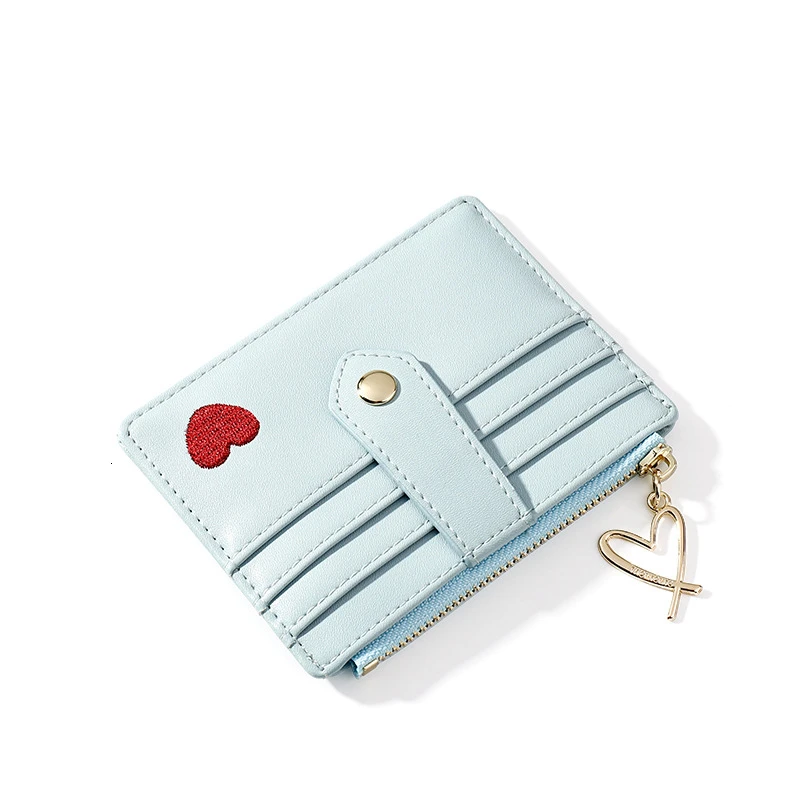 New Love Pattern Women ID Card Holders Fashion Credit Card Holder PU Leather Slim Bank Card Case Organizer Wallet Zipper Purses