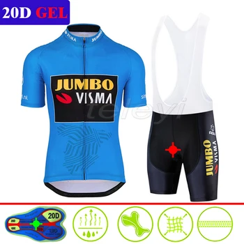 

2020 Pro Team jumbo Cycling Clothing 20D Set MTB Uniform France Bicycle Clothes Quick Dry Bike Jersey Mens Short Maillot Culotte