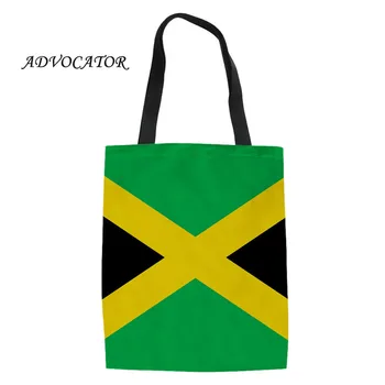 

Women and Men Canvas Shoulder Bags Jamaican Flag Design Ladies Folding Shopper Bags Outdoor Tote Daily Handbag Torebka