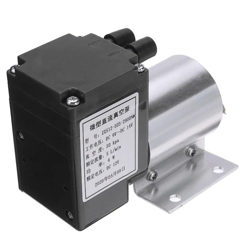 

1pc Electric Mini Vacuum Air Pump High Pressure Suction Diaphragm Pumps 5L/min 80kpa DC 12V with Holder for Chemical Industry
