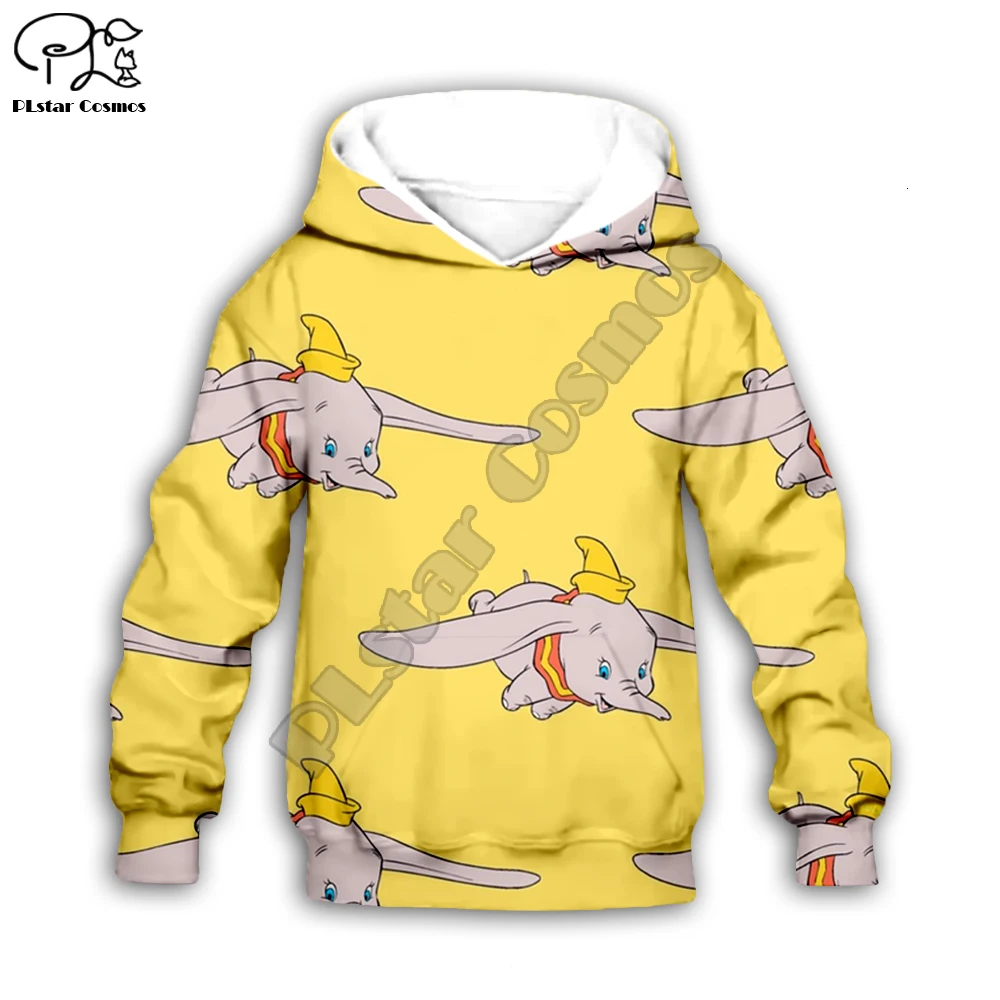 Одежда для семьи Детский комплект с капюшоном с 3d принтом Dumbo осенние толстовки с длинными рукавами на молнии штаны для мальчика и девочки