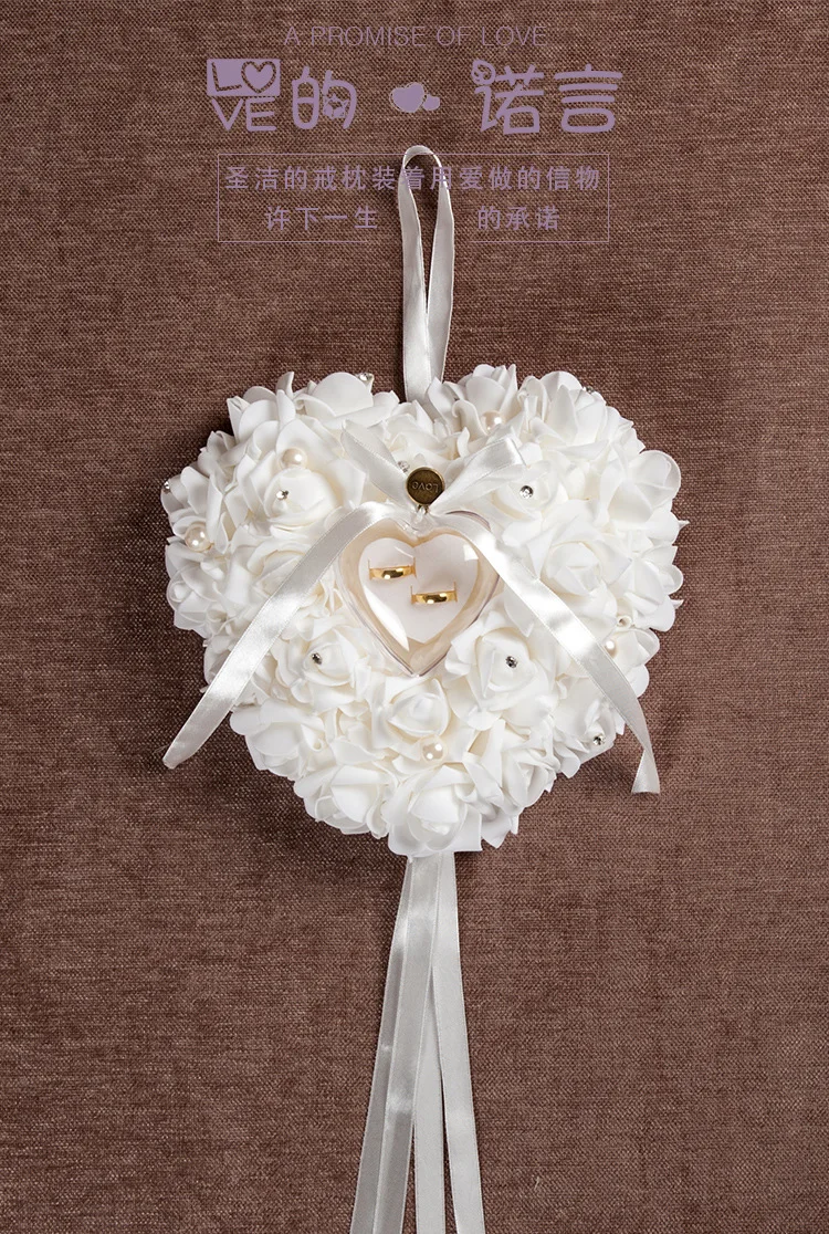 European Style New Style Semi-Layer Ring Pillow Box PE Foam Artificial Rose Ring Pillow Wedding Supplies Manufacturers Customiza