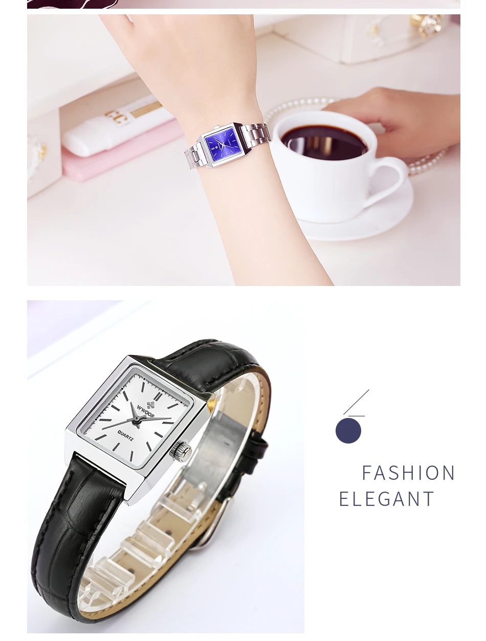 WWOOR Casual Square Women Watches Ultra Thin Small Female Quartz Watch Full Stainless Steel Ladies Wrist Waches Relogio Feminino