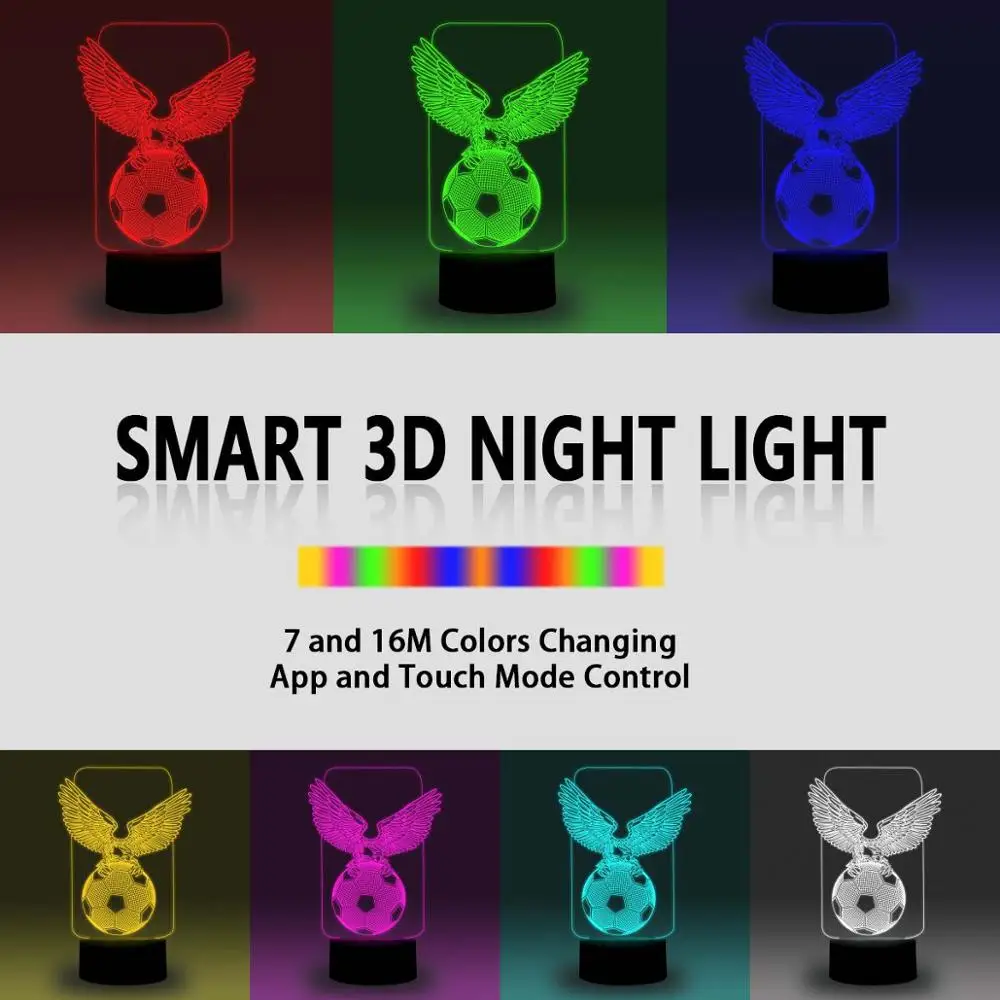 NiteApps 3D орел и футбол ночник настольная Иллюзия Украшение лампы подарок на день