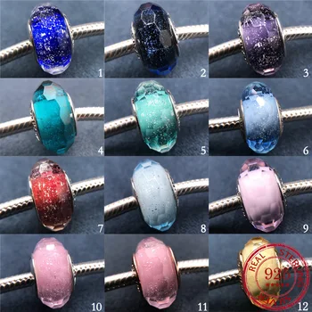 

Pandora Element S925 Sterling Silver Blue Pink Faceted Glass Beads DIY Bracelet with Beaded Jewelry Accessories Wholesale