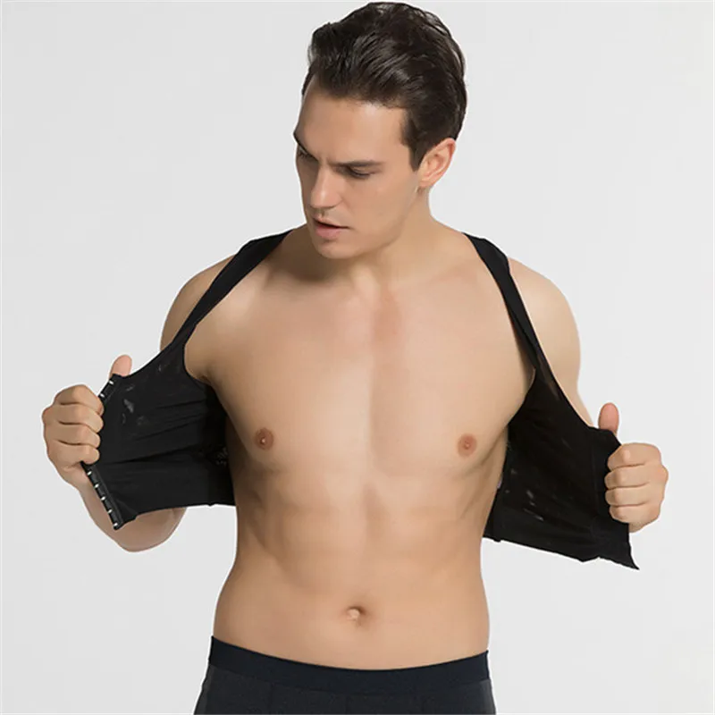 Chest Shaper Men Bust Control Gynecomastia Shapewear Adjustable Slimming Vest Posture Corset Black White Tank Tops Bodyshaper