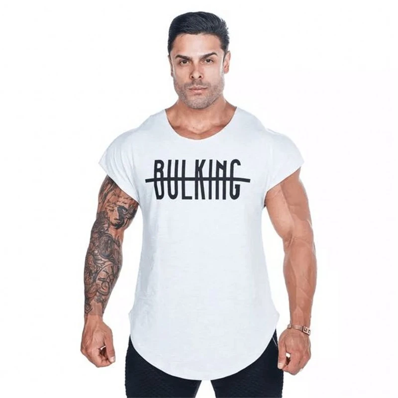 Мужская футболка для фитнеса, тренажерного зала, бодибилдинг, тренировка, облегающая, короткий рукав, хлопковая футболка, летняя мужская повседневная футболка, топы, одежда