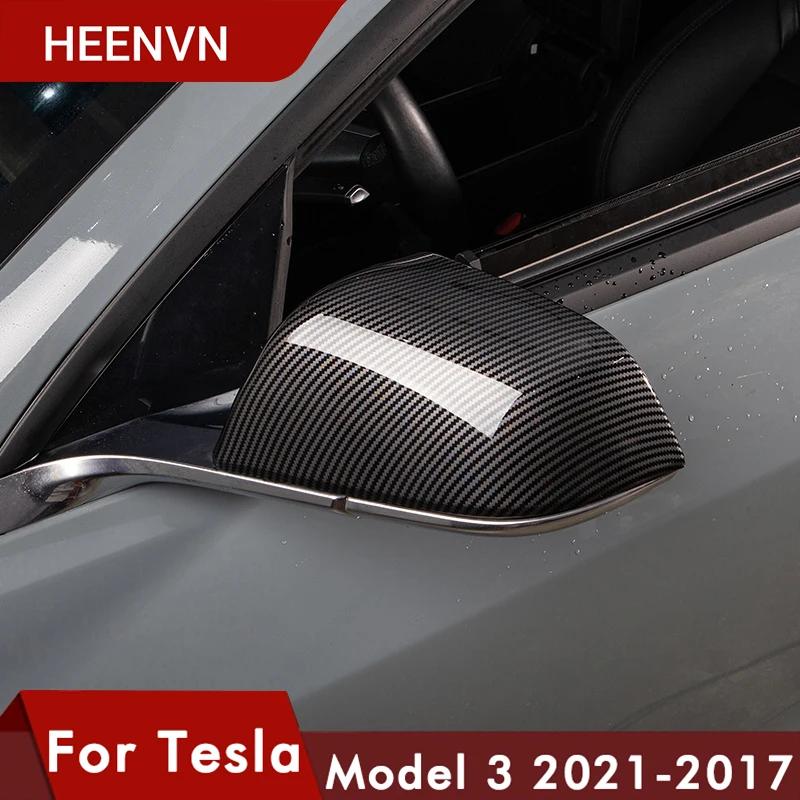 

Heenvn New Model3 Car Side Mirror Cover For Tesla Model 3 2021 Accessories Mirror Cover ABS Carbon Fibre For Tesla Model Three