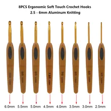 

8pcs/set 2.5 - 6mm Multi Handle Knitting Needles Craft Soft Touch Crochet Hooks Aluminum Portable Sweater Knitting Sewing Tools