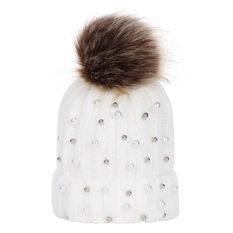 style 2 white Милая шапка с помпоном для новорожденных; вязаная шапка; теплые зимние шапки для детей; стразы; шапка для маленьких девочек и мальчиков; мягкая шапочка для малышей - Цвет: style 2 white
